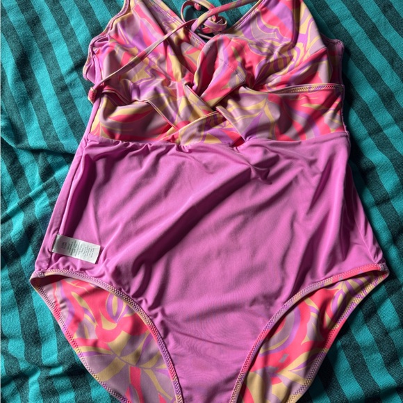 Aerie Braided long torso One Piece Swimsuit Tropical Print - Picture 7 of 8